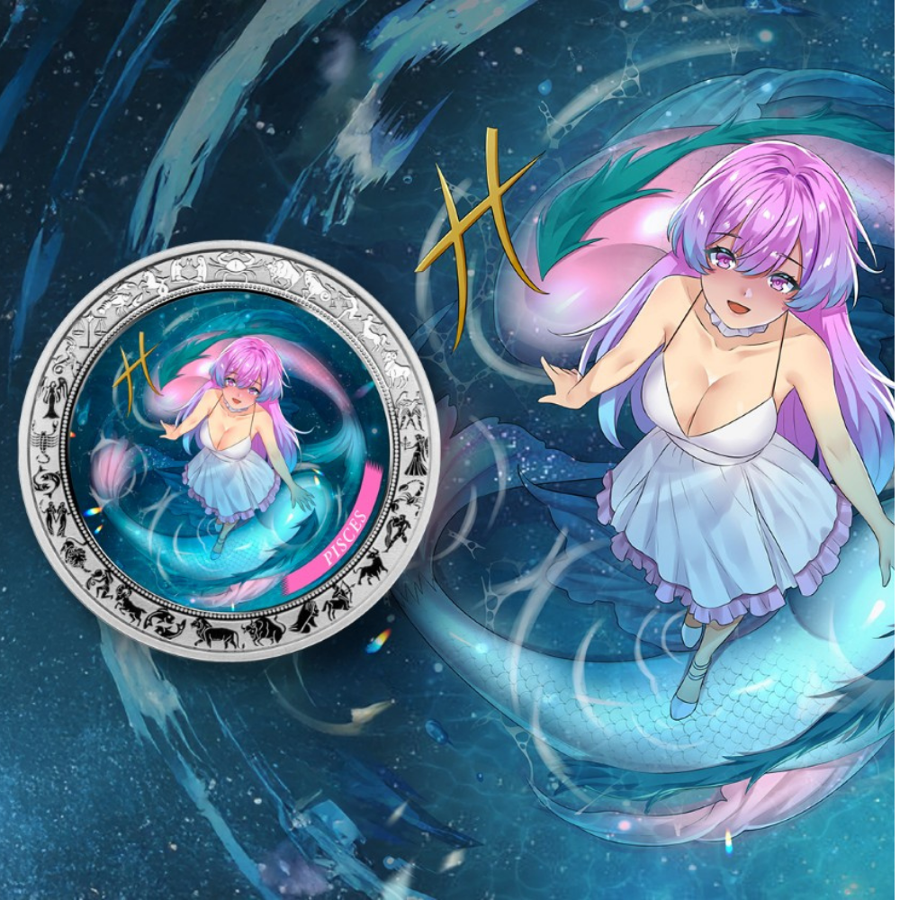 Pisces Anime Zodiac series 1 Oz Silver Coin 2025 popcoins