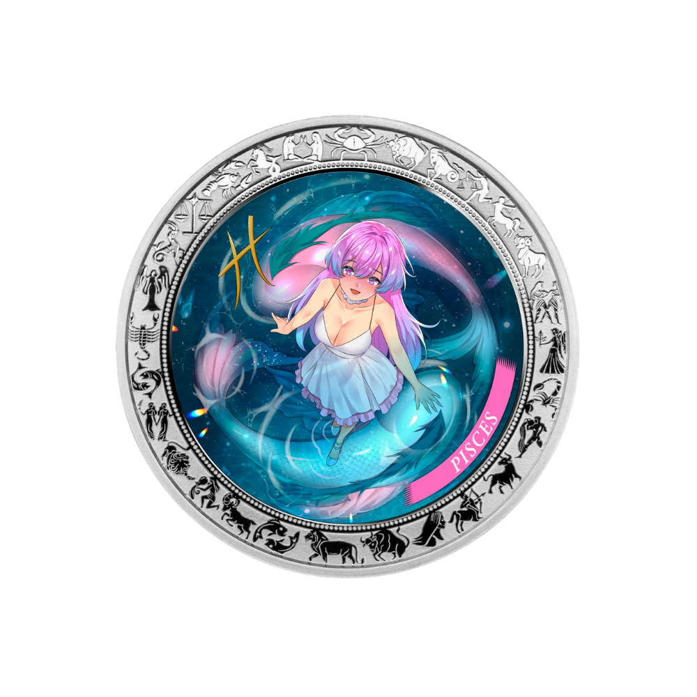 Pisces Anime Zodiac series 1 Oz Silver Coin 2025 popcoins