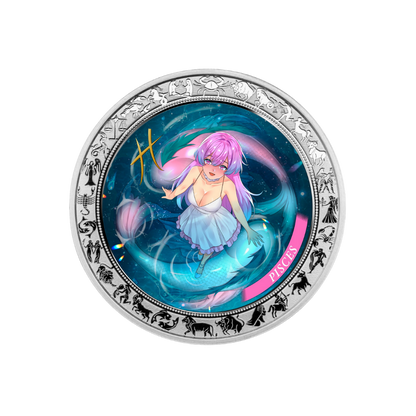 Pisces Anime Zodiac series 1 Oz Silver Coin 2025 popcoins
