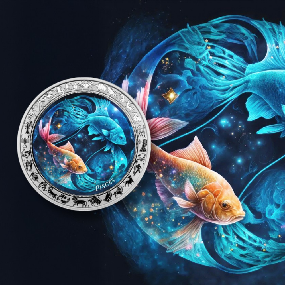Pisces Space Zodiac series 1 Oz Silver Coin 2025