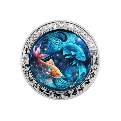 Pisces Space Zodiac series 1 Oz Silver Coin 2025 POPCOINS