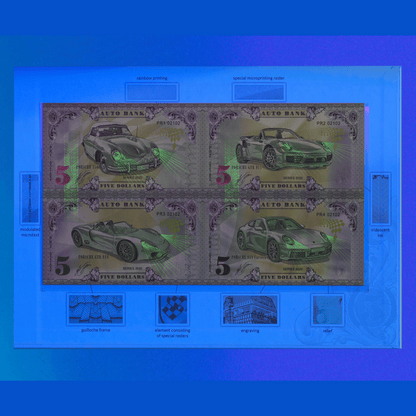 Porsche Auto Fantasy Note – Limited Uncut Sheet of 4 Iconic Collectible Banknotes