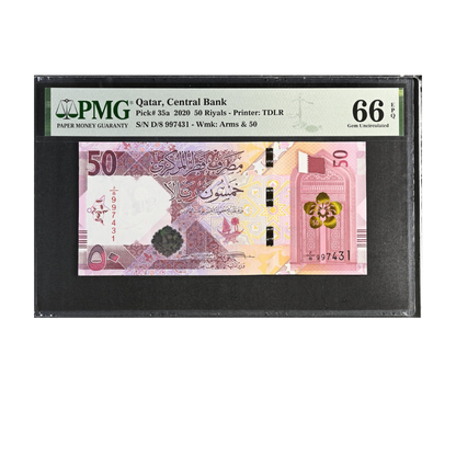 Qatar 50 Riyals 2020 Central Bank Pick 35a Gem UNC 66 EPQ