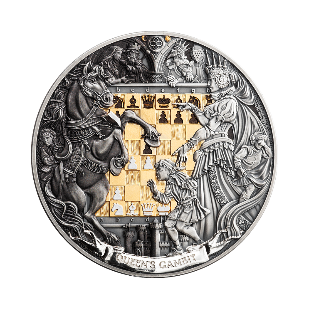Queen Gambit Chess Battle 3 Oz Silver Coin 2026 Mint XXI