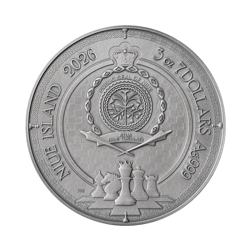 Queen Gambit Chess Battle 3 Oz Silver Coin 2026 MINT XXI