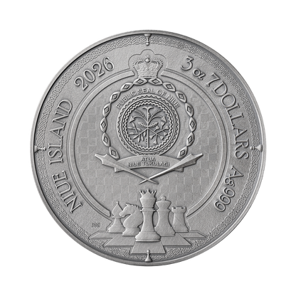 Queen Gambit Chess Battle 3 Oz Silver Coin 2026 MINT XXI