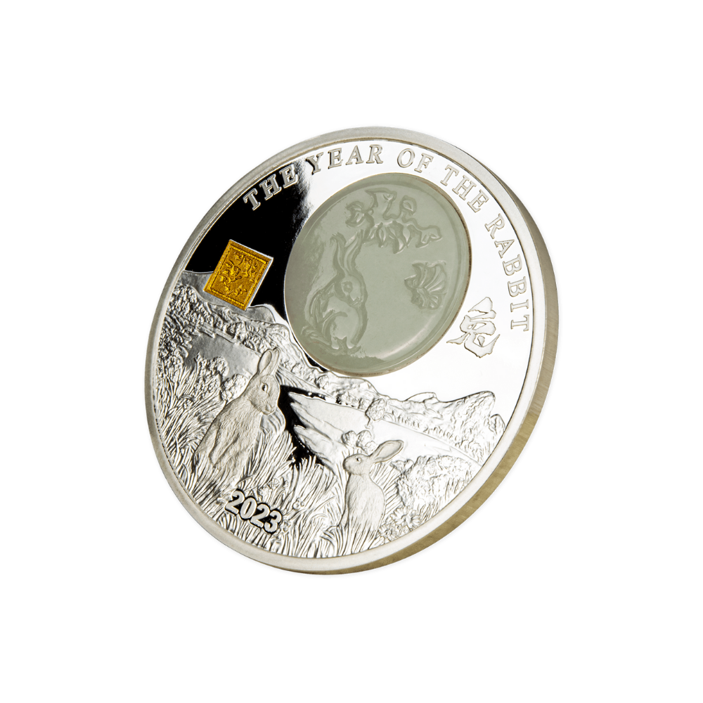 RABBIT Jade Chinese Lunar Year 2 Oz Silver Coin 25 Francs Burundi 2023