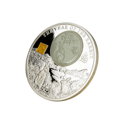 RABBIT Jade Chinese Lunar Year 2 Oz Silver Coin 25 Francs Burundi 2023