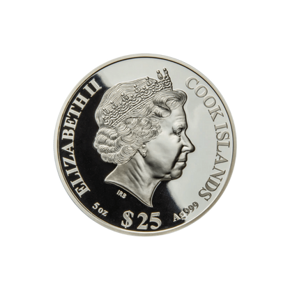 RABBIT Mother of Pearl Lunar Year 5 Oz Silver Coin $25 Cook Islands 2023