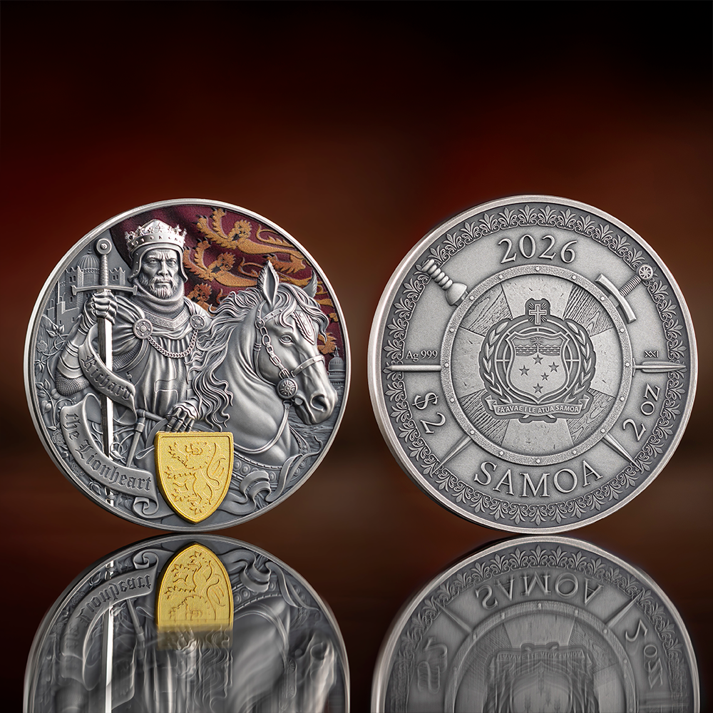 Richard The Lionheart Legends of Battlefield 2 Oz Silver Coin 2026 MINT XXI