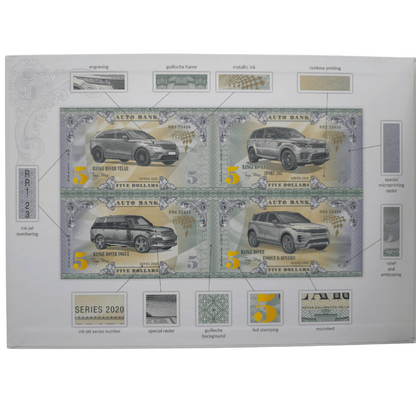 Range Rover Auto Fantasy Note – Limited Uncut Sheet of 4 Premium Collectible Banknotes