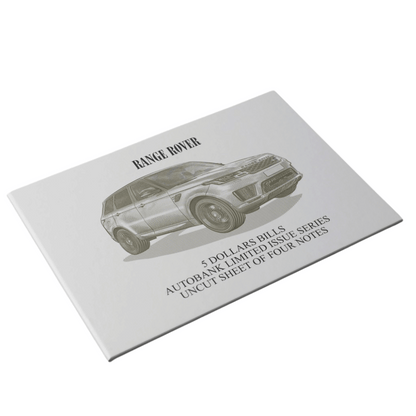 Range Rover Auto Fantasy Note Limited Series Uncut Sheet of Four Notes
