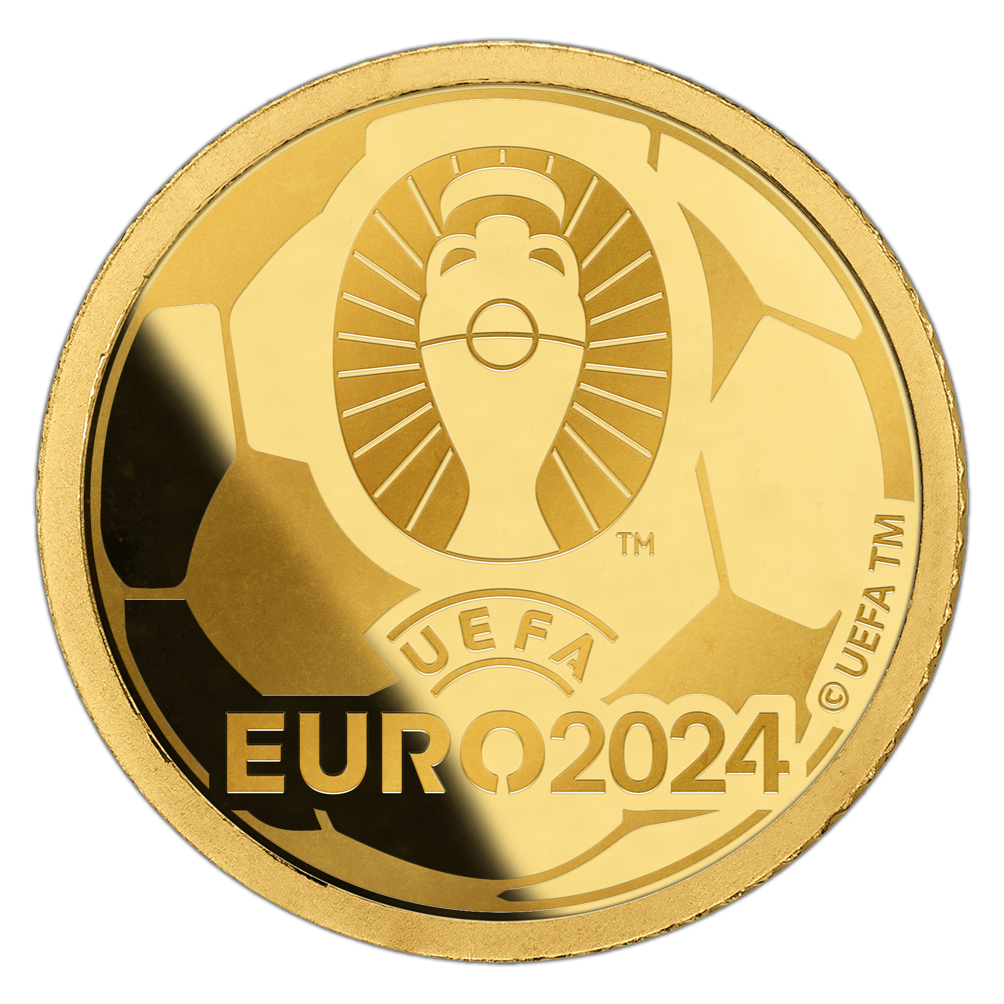 EMBLEM UEFA Euro Cup Small Gold Coin $10 Solomon Islands 2024