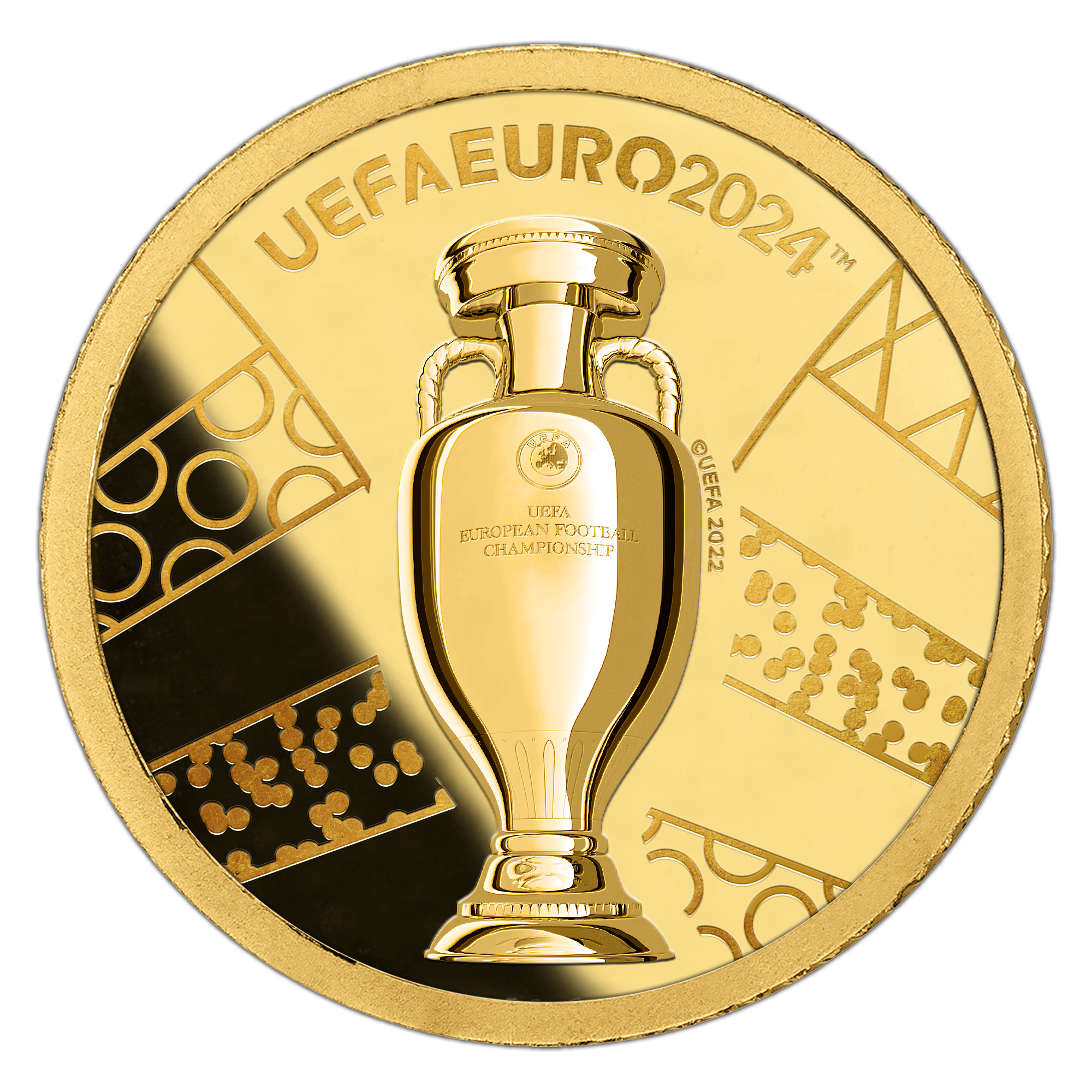 TROPHY UEFA Euro Cup Small Gold Coin $10 Solomon Islands 2024