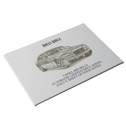 Rolls-Royce Auto Fantasy Note Limited Series Uncut Sheet of Four Notes