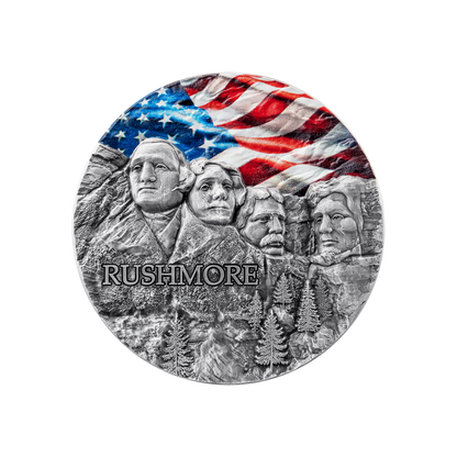Rushmore Rock Cut Monuments Colored 2 Oz Silver Coin 2024