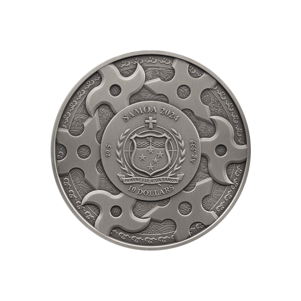 SAMURAI 5 Oz Silver Coin $10 Samoa 2024