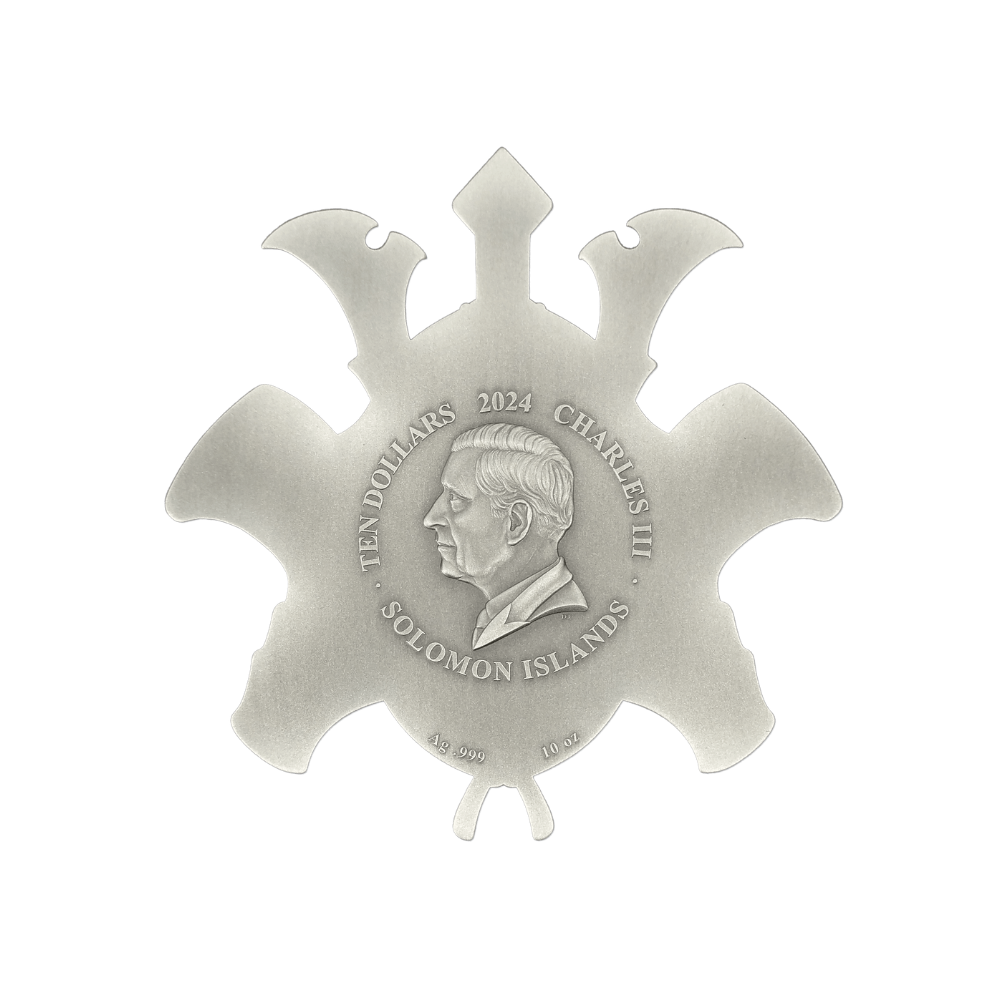 SAMURAI HELMET 10 Oz Silver Coin $10 Solomon Islands 2024