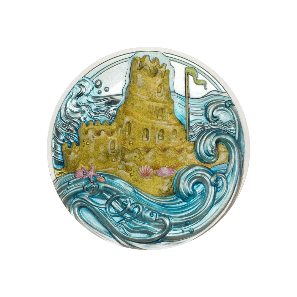 SANDCASTLE Childhood Memories 3 Oz Silver Coin $20 Palau 2023