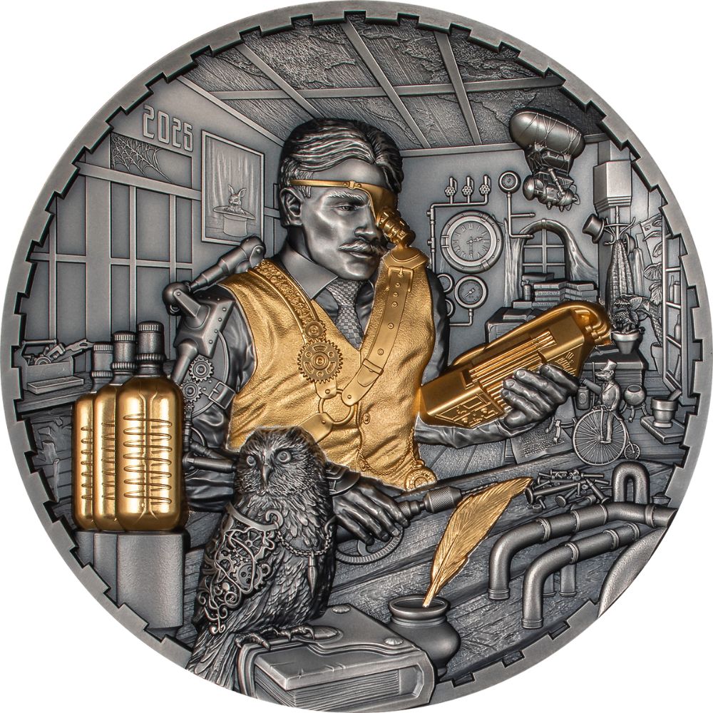 SCIENCE LAB Steampunk 1 Kg Kilo Silver Coin $100 Cook Islands 2025 - PARTHAVA COIN