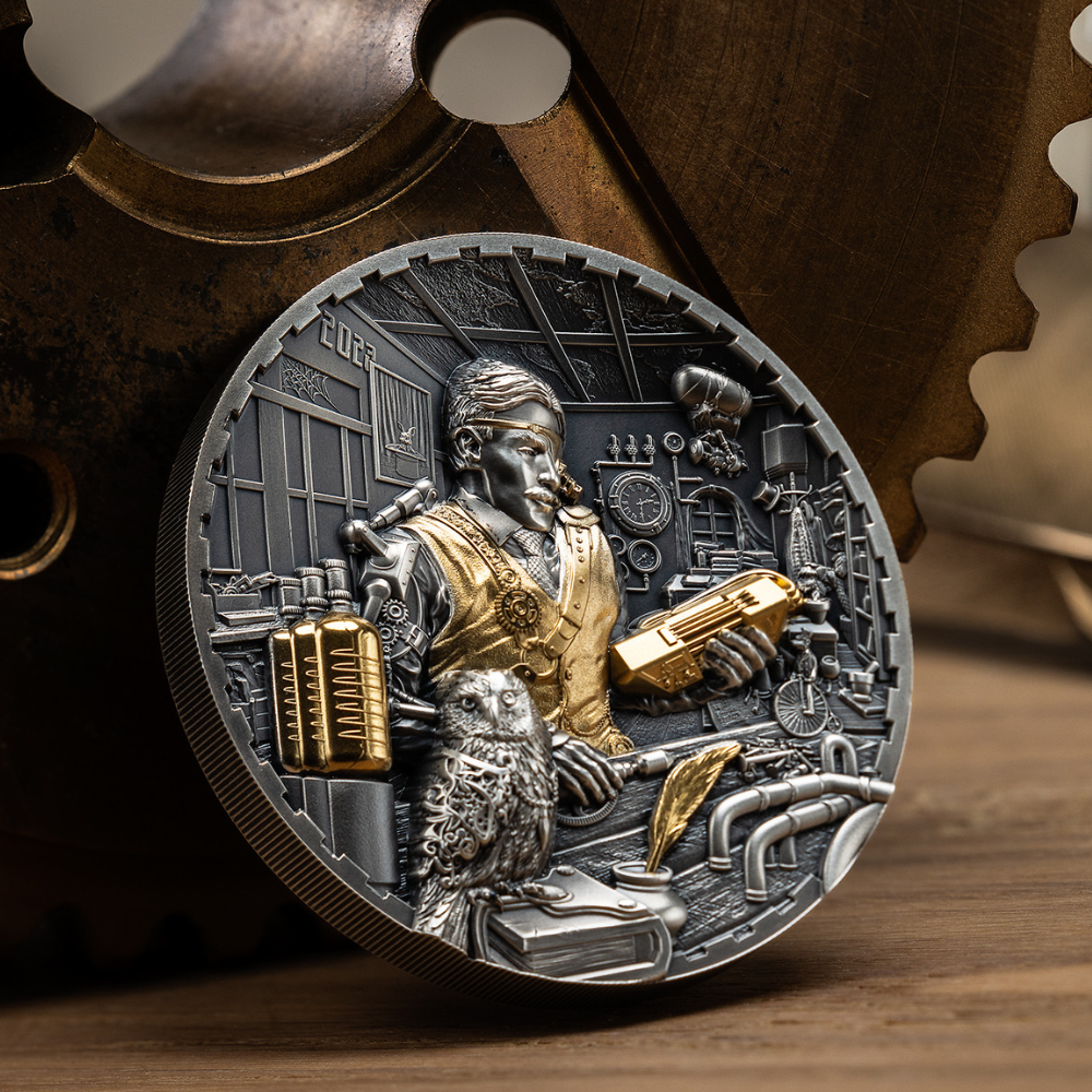 SCIENCE LAB Steampunk 3 Oz Silver Coin $20 Cook Islands 2023