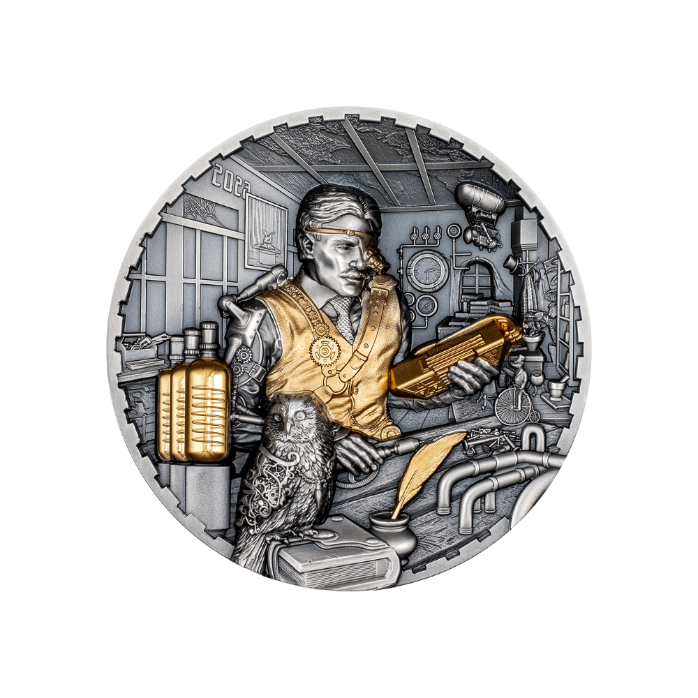 SCIENCE LAB Steampunk 3 Oz Silver Coin $20 Cook Islands 2023