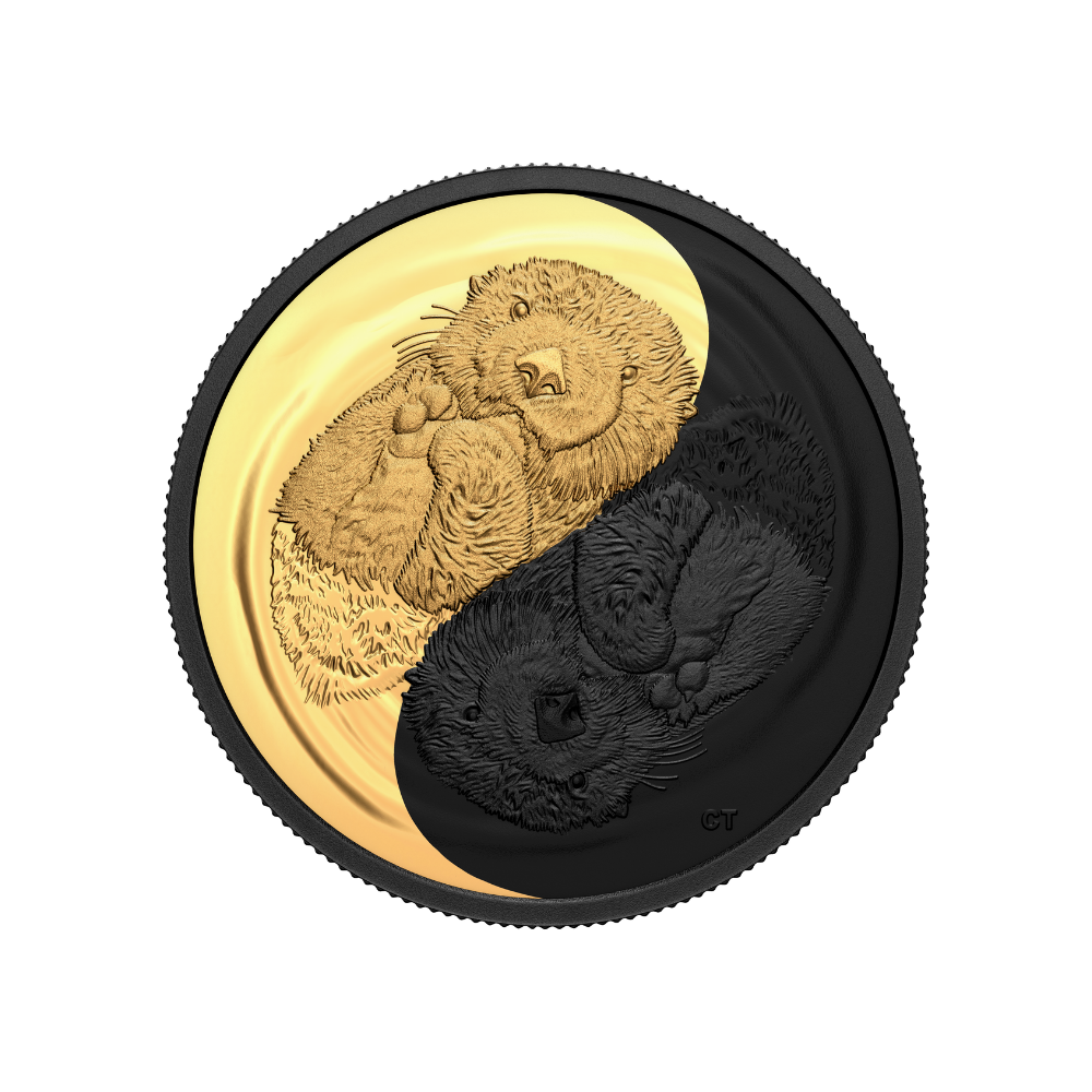 SEA OTTER Black and Gold Silver Coin $20 Canada 2022