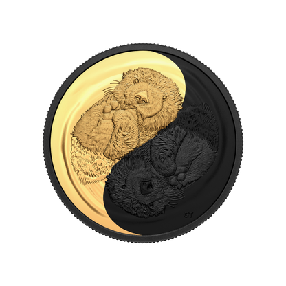 SEA OTTER Black and Gold Silver Coin $20 Canada 2022