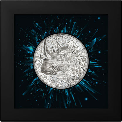 Silver Burst Rhino 3 Oz Silver Coin 2025 box - Parthava Coin
