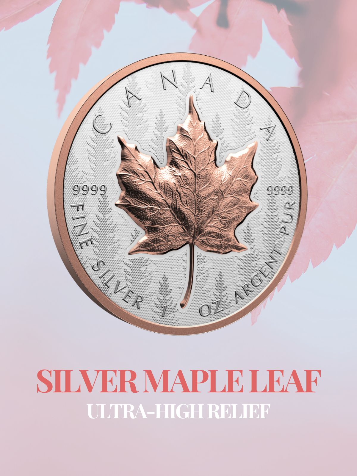 2025 Silver Maple Leaf 1 Oz Fine Silver Coin Ultra-High Relief Coin
