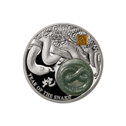 SNAKE Jade Chinese Lunar Year 2 Oz Silver Coin 25 Francs Burundi 2025