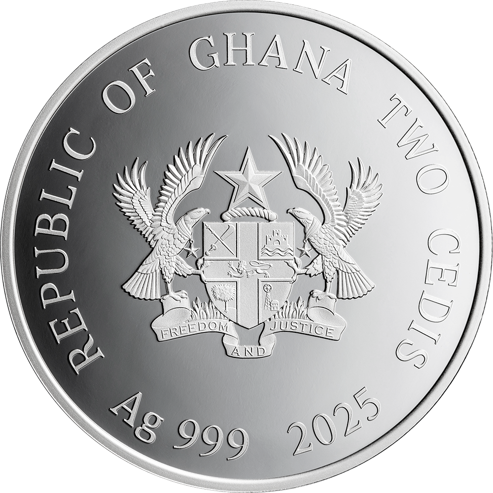 SNAKE Lunar Year 1/2 Oz Silver Coin 2 Cedis Ghana 2025