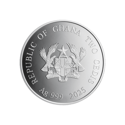 SNAKE Lunar Year 1/2 Oz Silver Coin 2 Cedis Ghana 2025