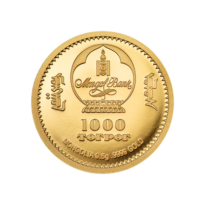 SNAKE Lunar Year Gold Coin 1000 Togrog Mongolia 2025