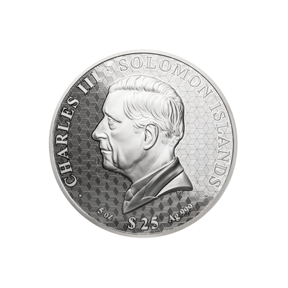 SNAKE Mother of Pearl Lunar Year 5 Oz Silver Coin $25 Solomon Islands 2025