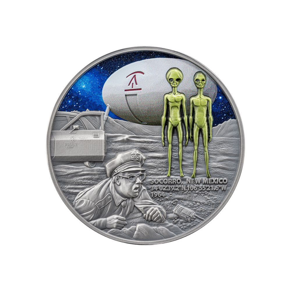 SOCORRO UFO INCIDENT Interstellar Phenomena 2 Oz Silver Coin 2000 Francs Cameroon 2025
