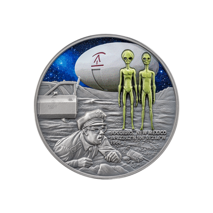 SOCORRO UFO INCIDENT Interstellar Phenomena 2 Oz Silver Coin 2000 Francs Cameroon 2025