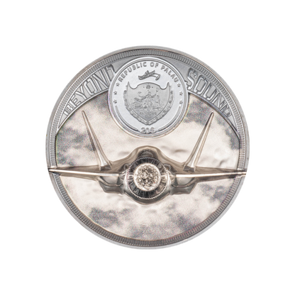 SOUND BARRIER JET Speed of Sound 5 Oz Silver Coin $20 Palau 2023
