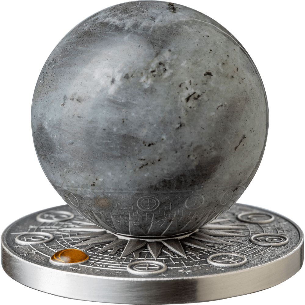 MOON Solar System 2 Oz Silver Coin 10 Cedis Ghana 2025 reverse Mint XXI Parthava Coin