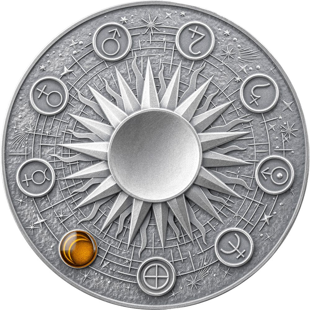 MOON Solar System 2 Oz Silver Coin 10 Cedis Ghana 2025 obverse Mint XXI Parthava Coin