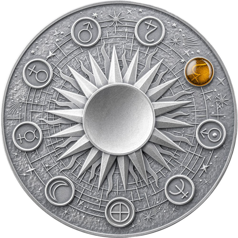 SATURN Solar System 2 Oz Silver Coin 10 Cedis Ghana 2025 obverse Mint XXI Parthava Coin
