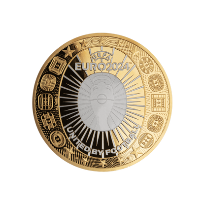 STADIUM UEFA Euro Cup 5 Oz Gold Coin $50 Solomon Islands 2024