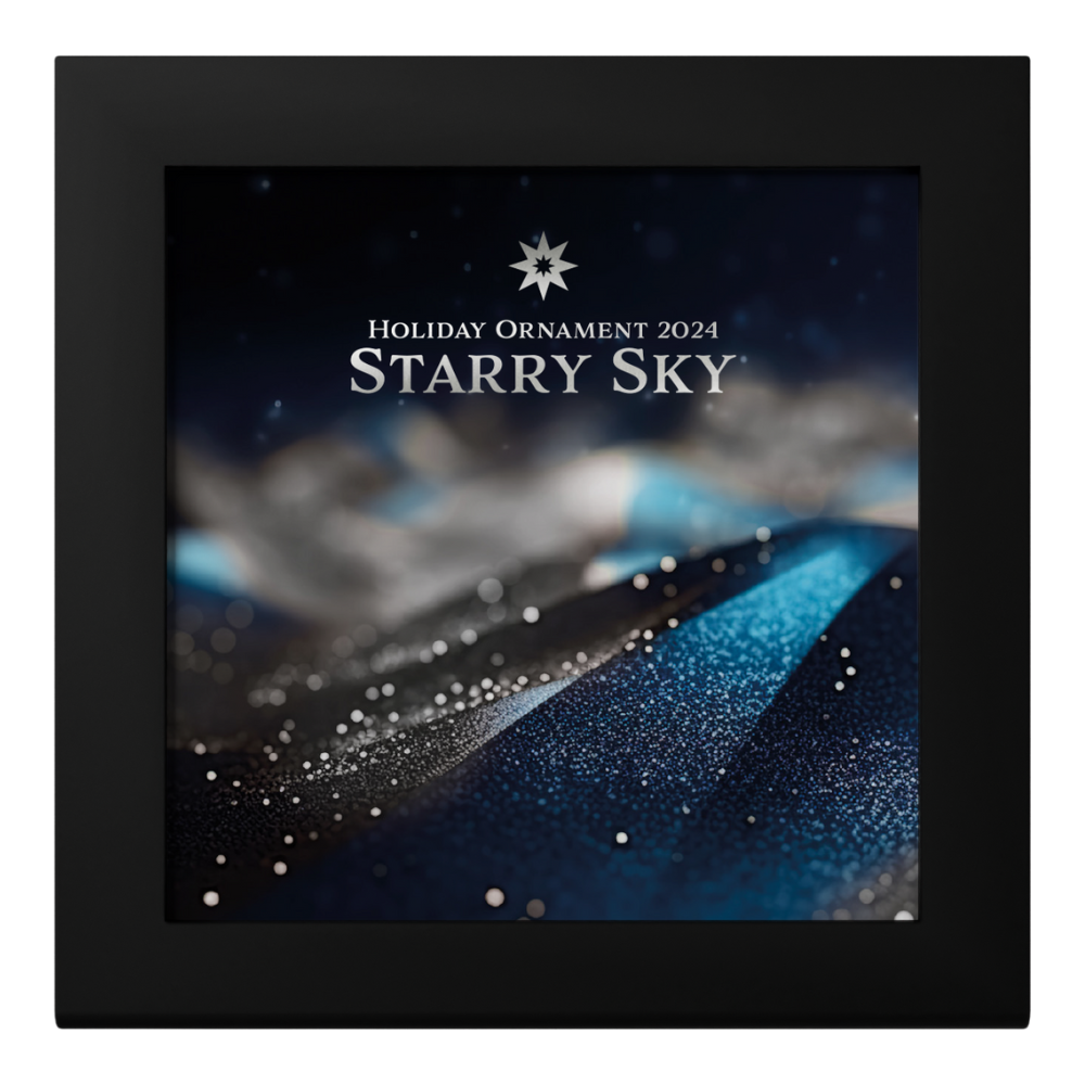 STARRY SKY Holiday Ornament 1 Oz Silver Coin $5 Cook Islands 2024