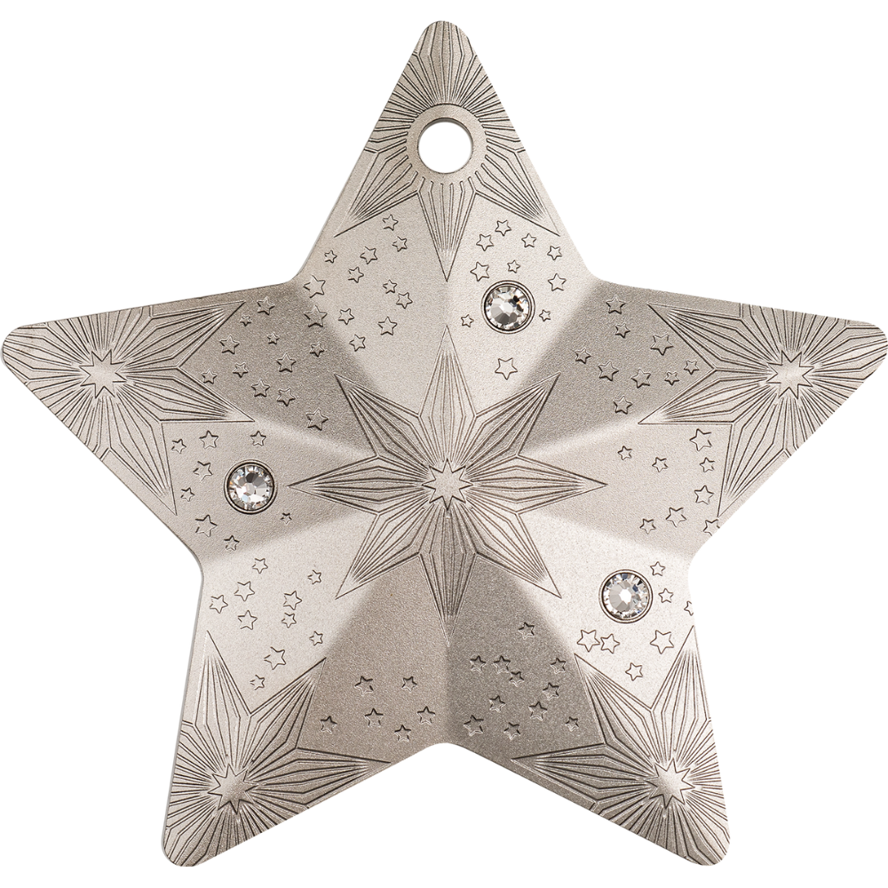STARRY SKY Holiday Ornament 1 Oz Silver Coin $5 Cook Islands 2024