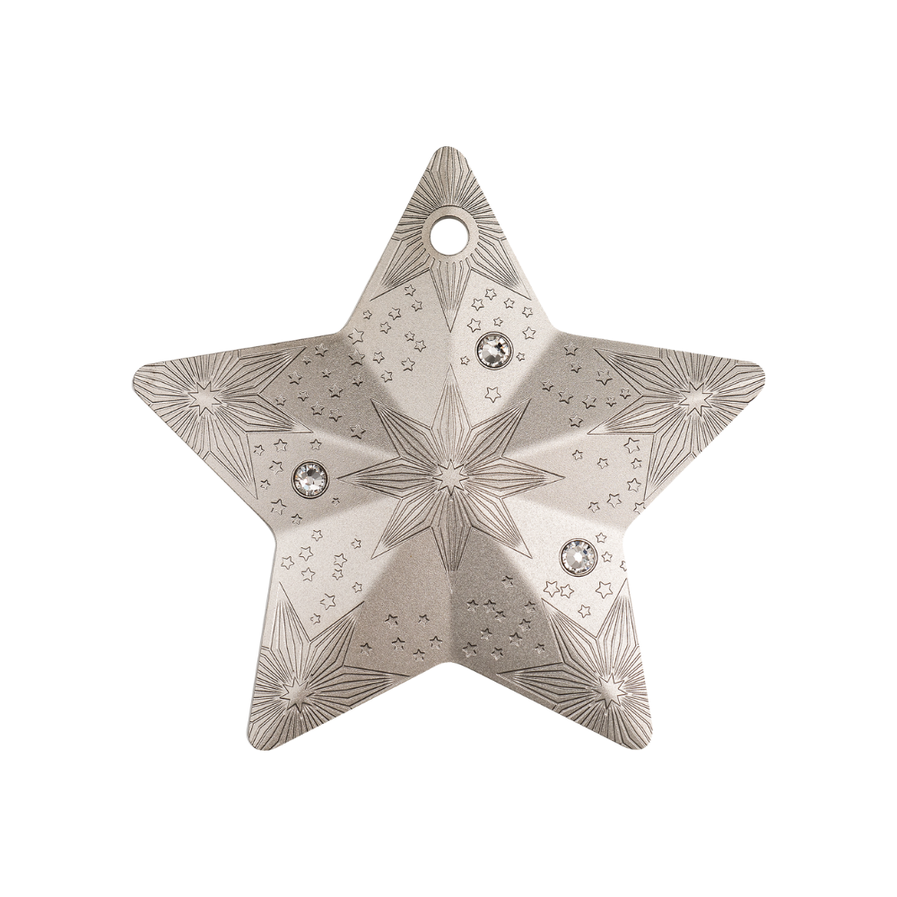 STARRY SKY Holiday Ornament 1 Oz Silver Coin $5 Cook Islands 2024