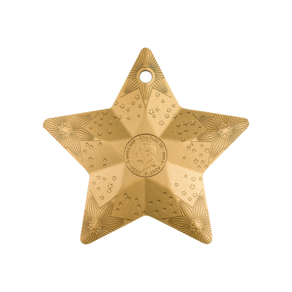 STARRY SKY Holiday Ornament Gilded 1 Oz Silver Coin $5 Cook Islands 2024