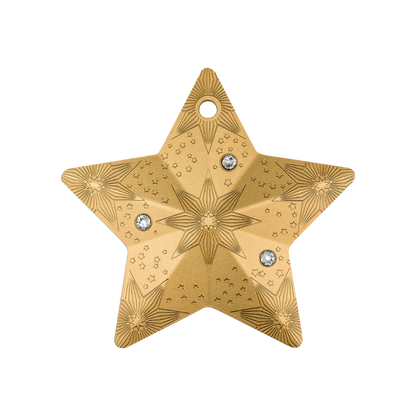 STARRY SKY Holiday Ornament Gilded 1 Oz Silver Coin $5 Cook Islands 2024