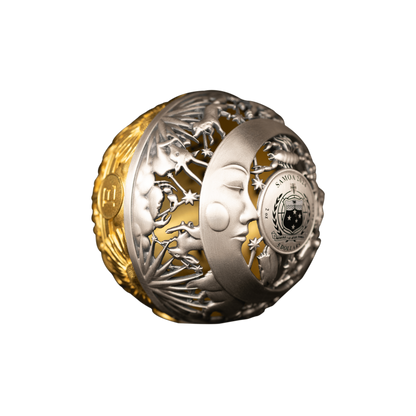 SUN AND MOON Filigree Spherical 2 Oz Silver Coin $5 Samoa 2024