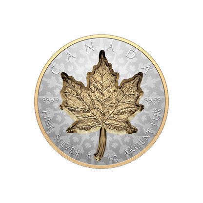 SUPER INCUSE SILVER MAPLE LEAF 1 Kilo Silver Coin $250 Canada 2024