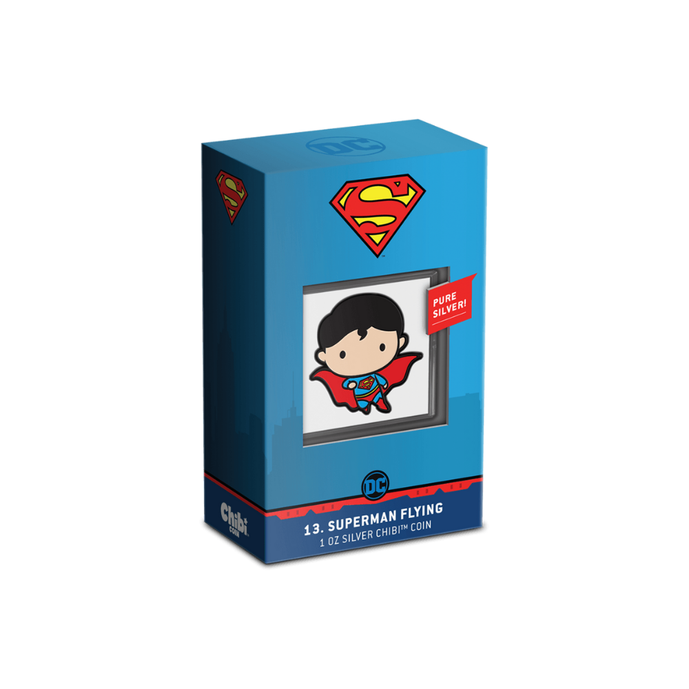 SUPERMAN™ FLYING Chibi 1 Oz Silver Coin $2 Niue 2021